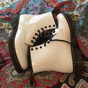 White Patent Doc Marten boots